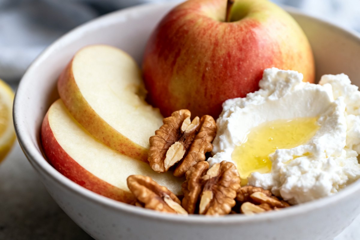 Apple Salad with Walnuts and Cottage Cheese