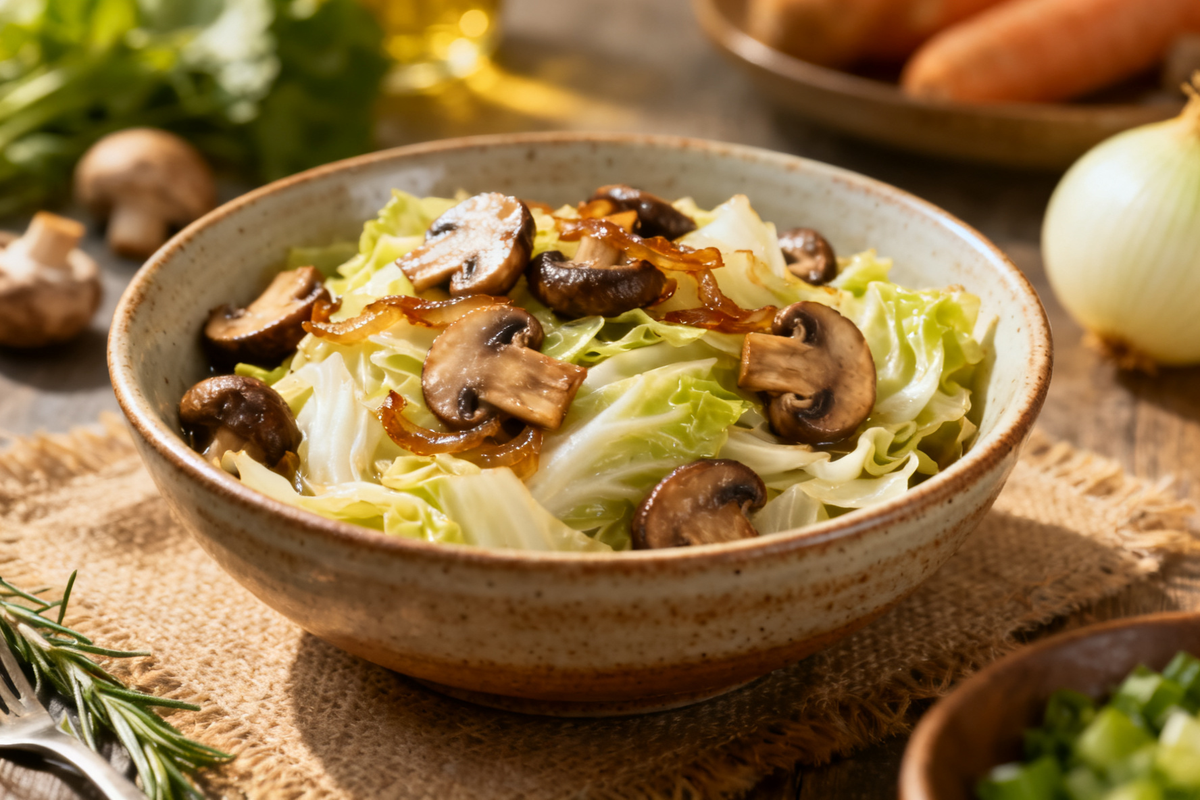 Stewed Cabbage with Mushrooms