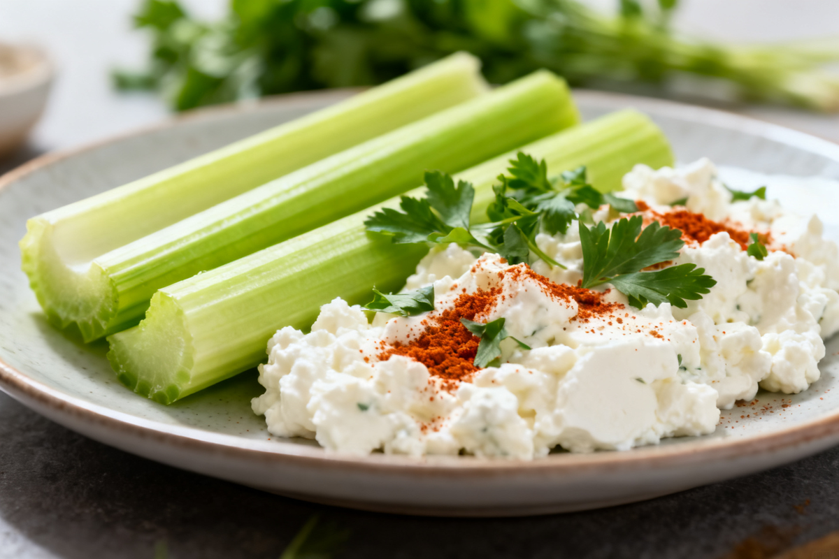 Celery Sticks with Cottage Cheese