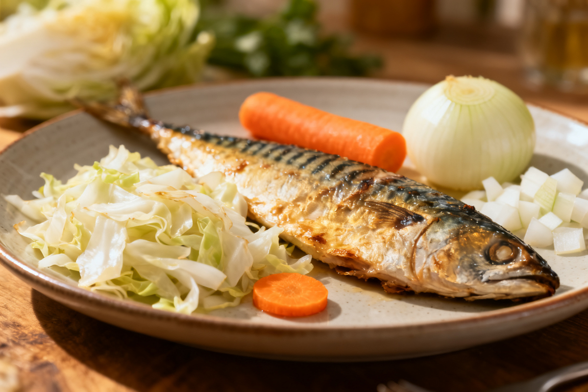 Baked Mackerel with Cabbage