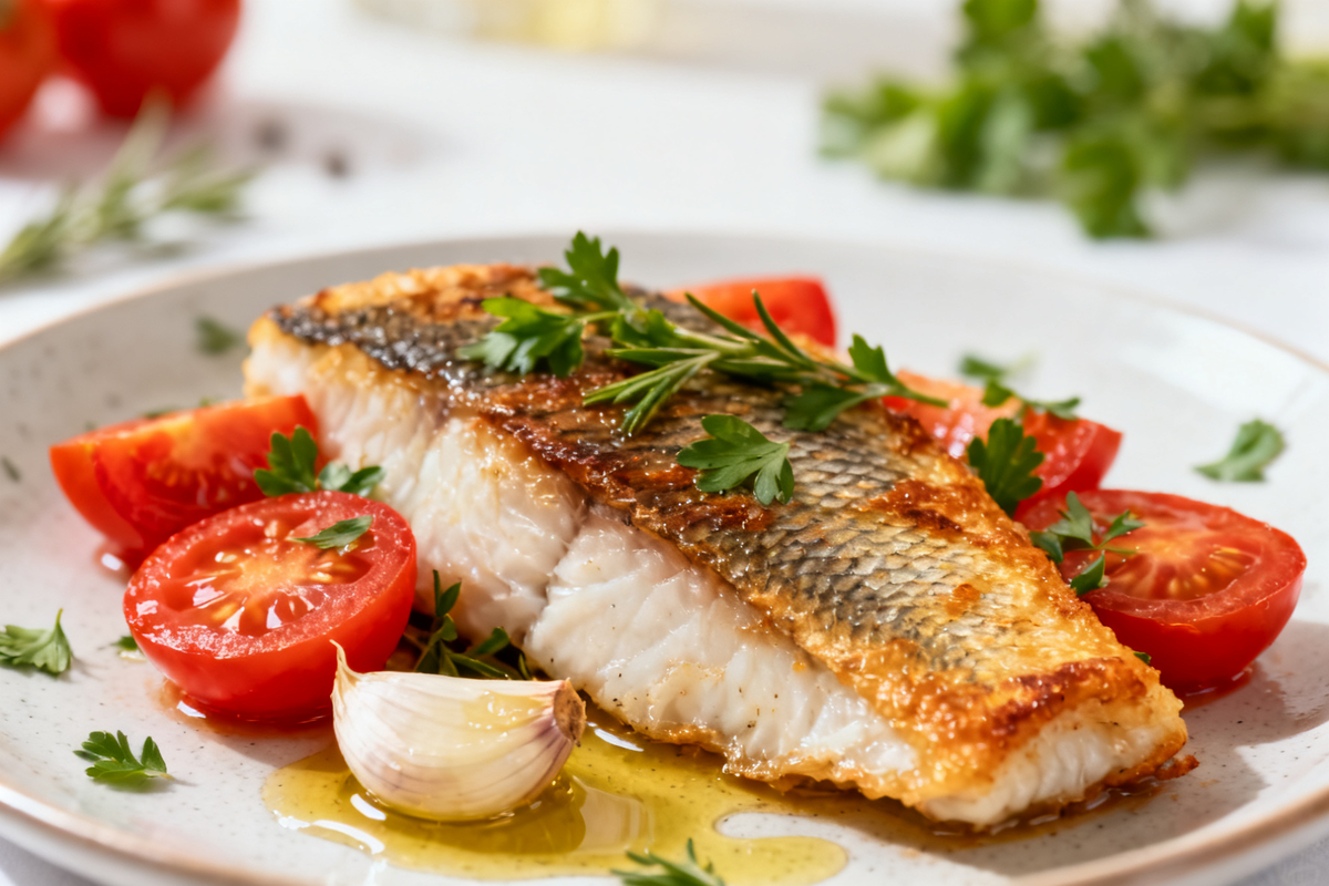 Baked Pollock with Tomato and Herbs