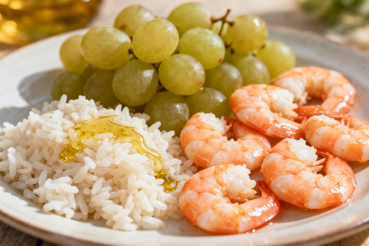 Rice with Shrimp and Grapes