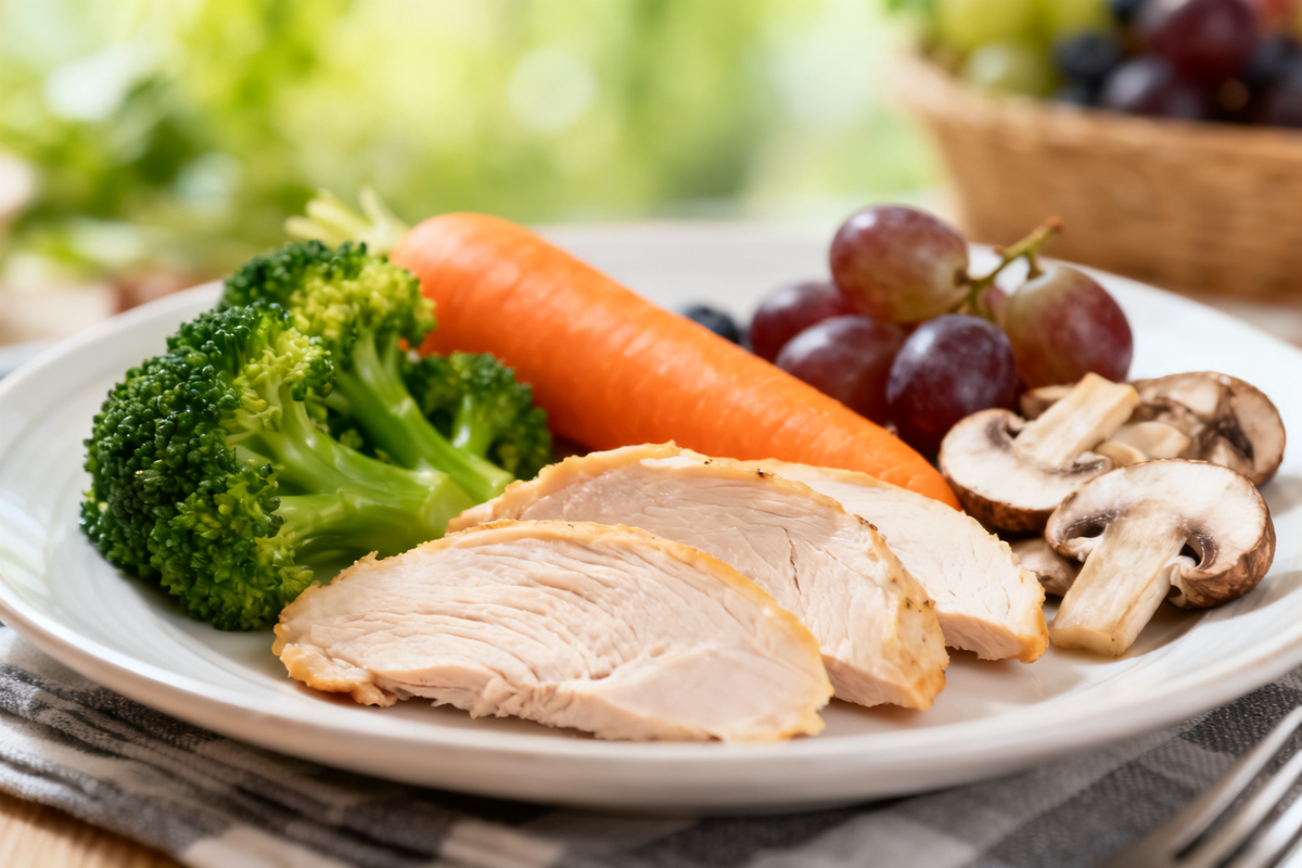 Turkey with Vegetables and Grapes