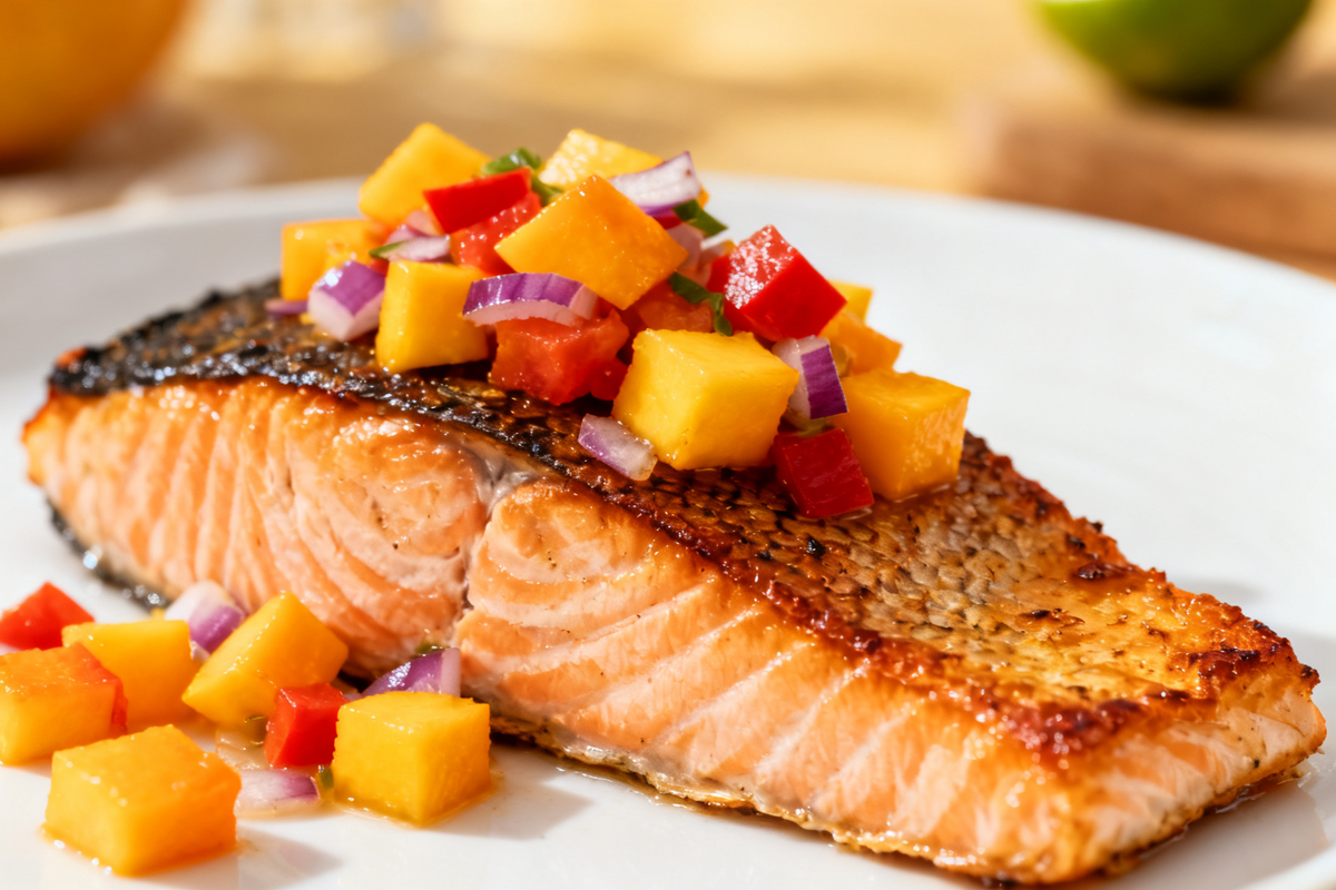 Baked Salmon with Mango Salsa
