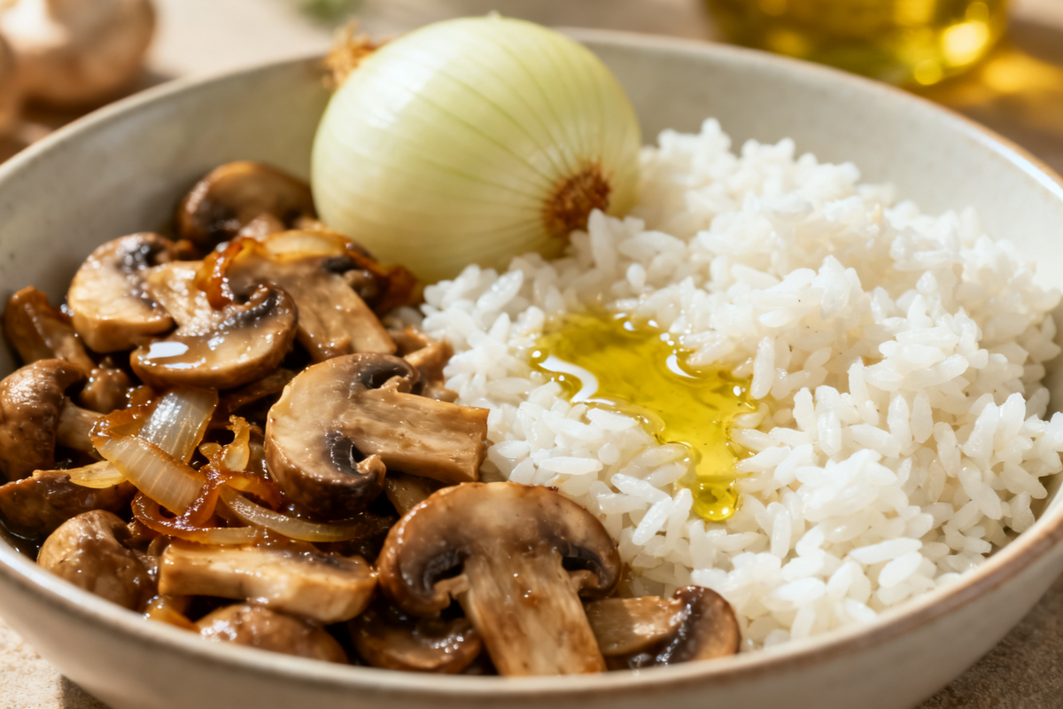 Rice with Stewed Mushrooms