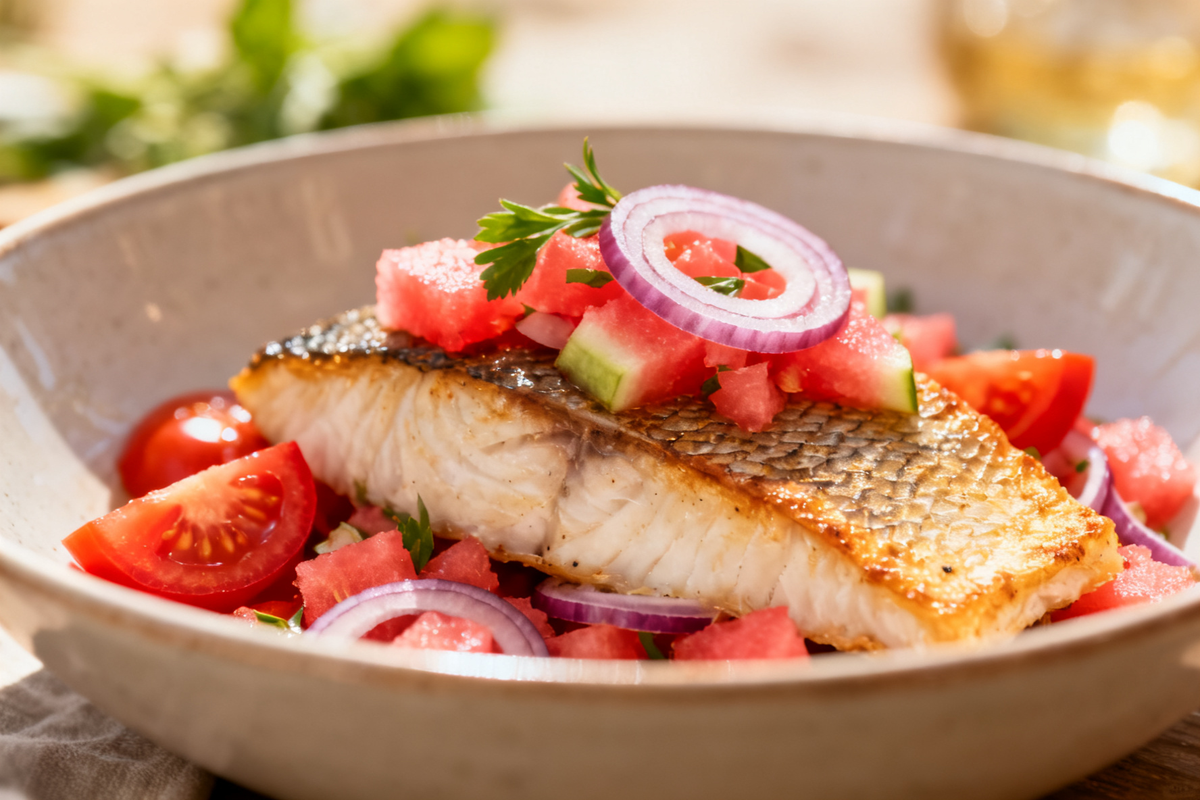 Baked Cod with Watermelon Relish