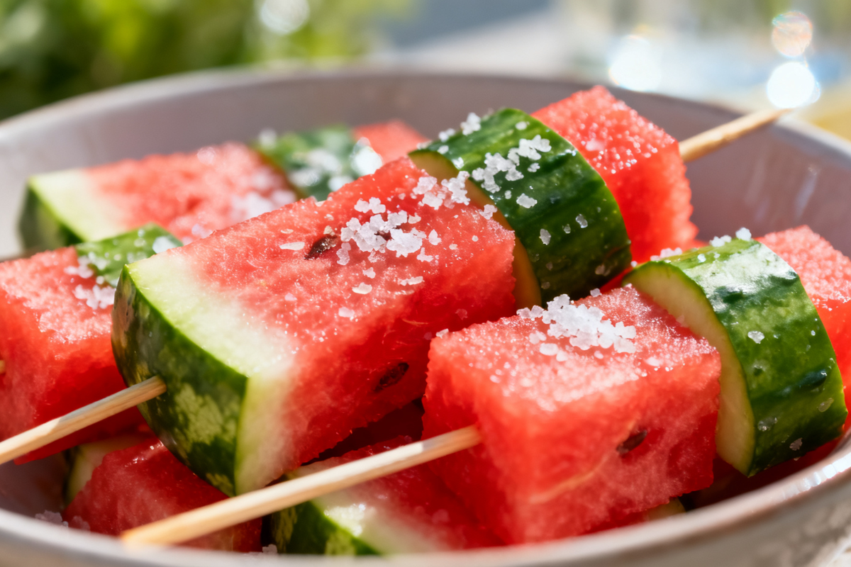 Watermelon and Cucumber Skewers