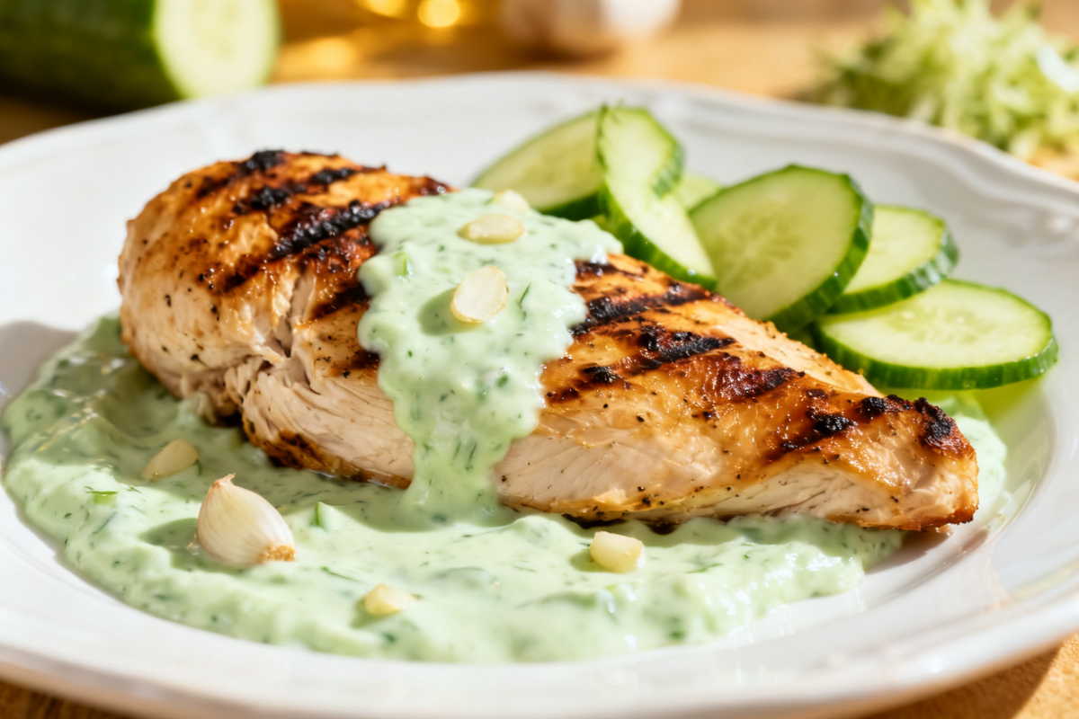 Grilled Chicken with Cucumber Sauce
