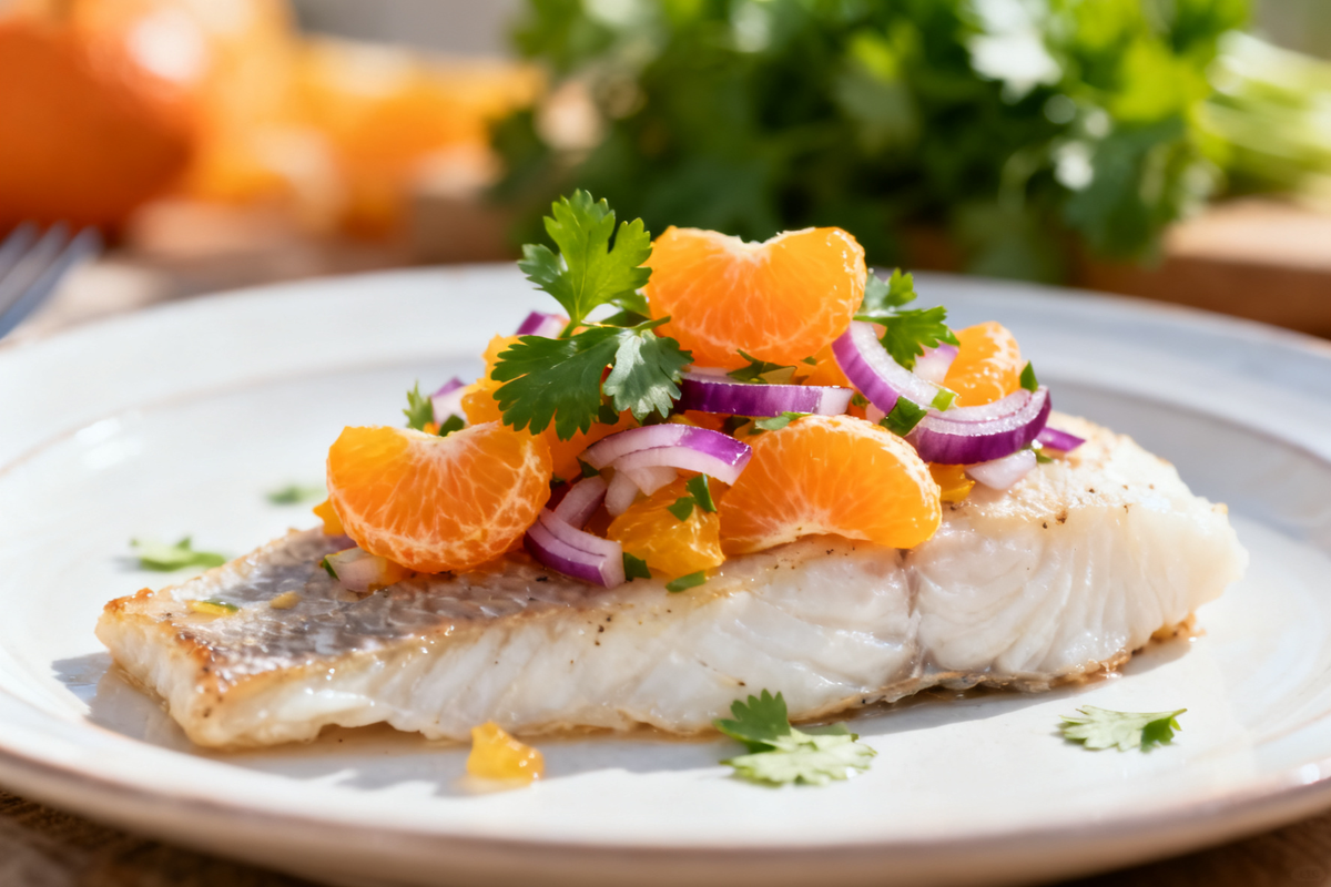Steamed Fish with Mandarin Salsa