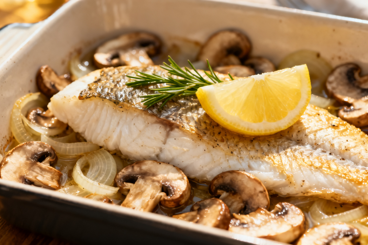 Baked Fish with Mushrooms
