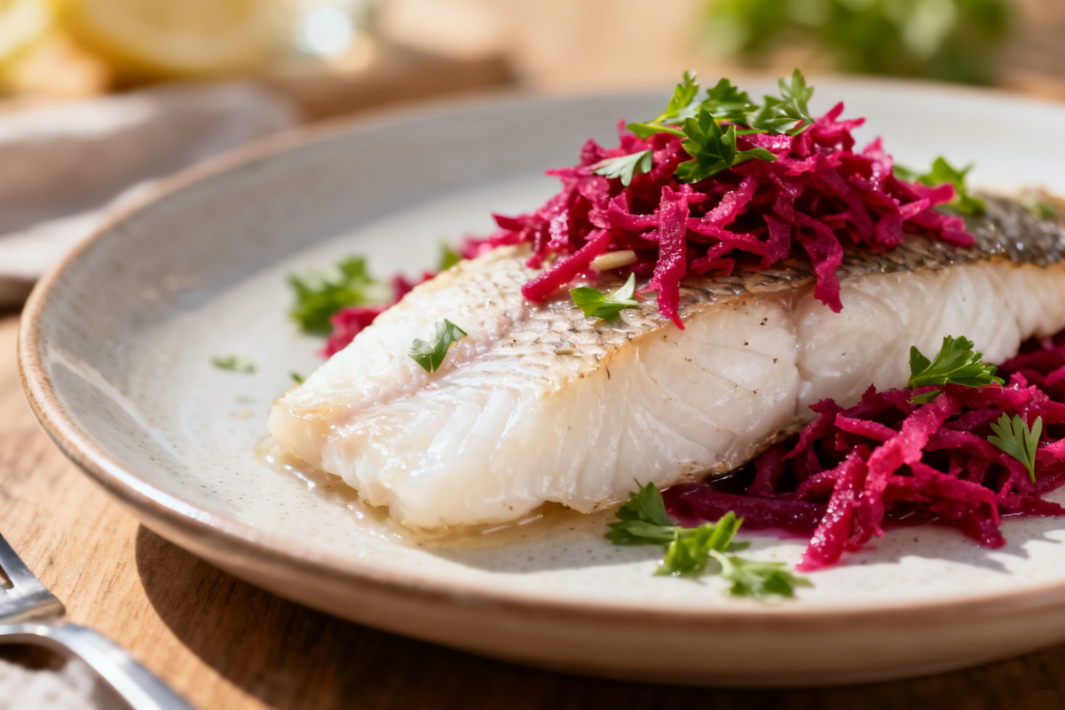 Steamed Fish with Beetroot