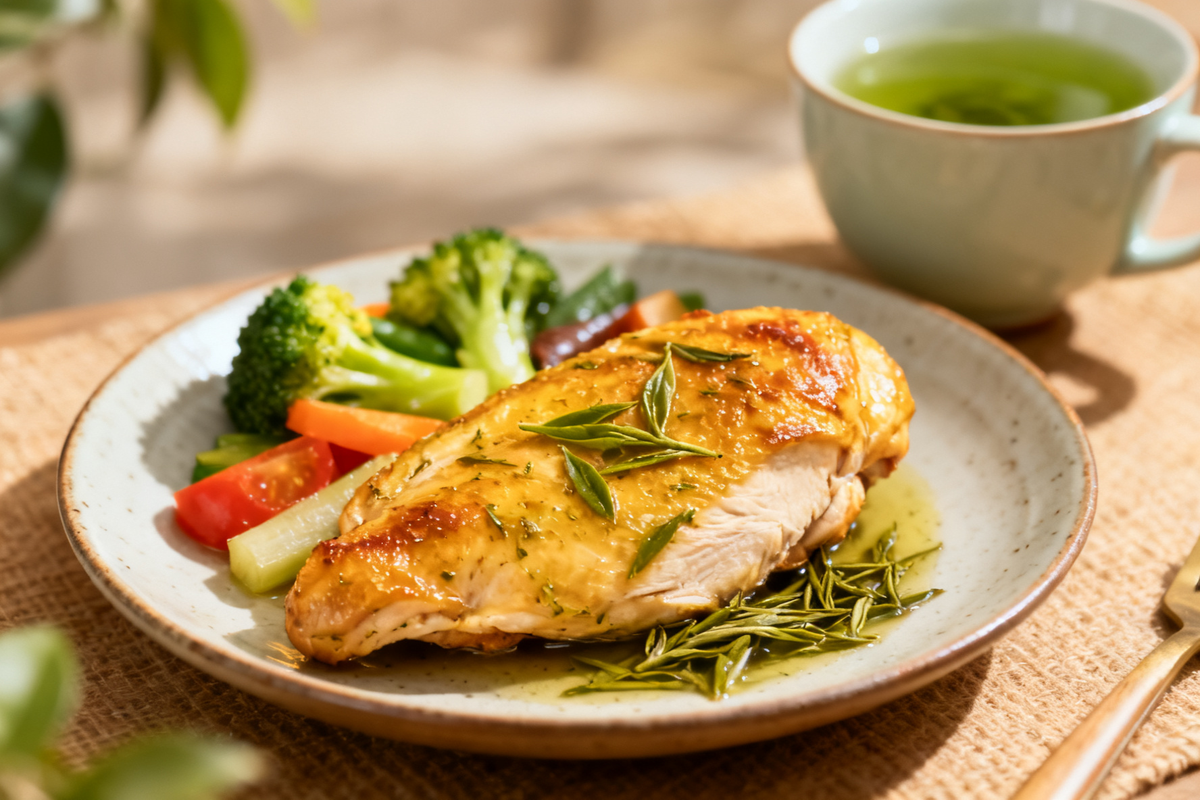 Baked Chicken with Green Tea Marinade