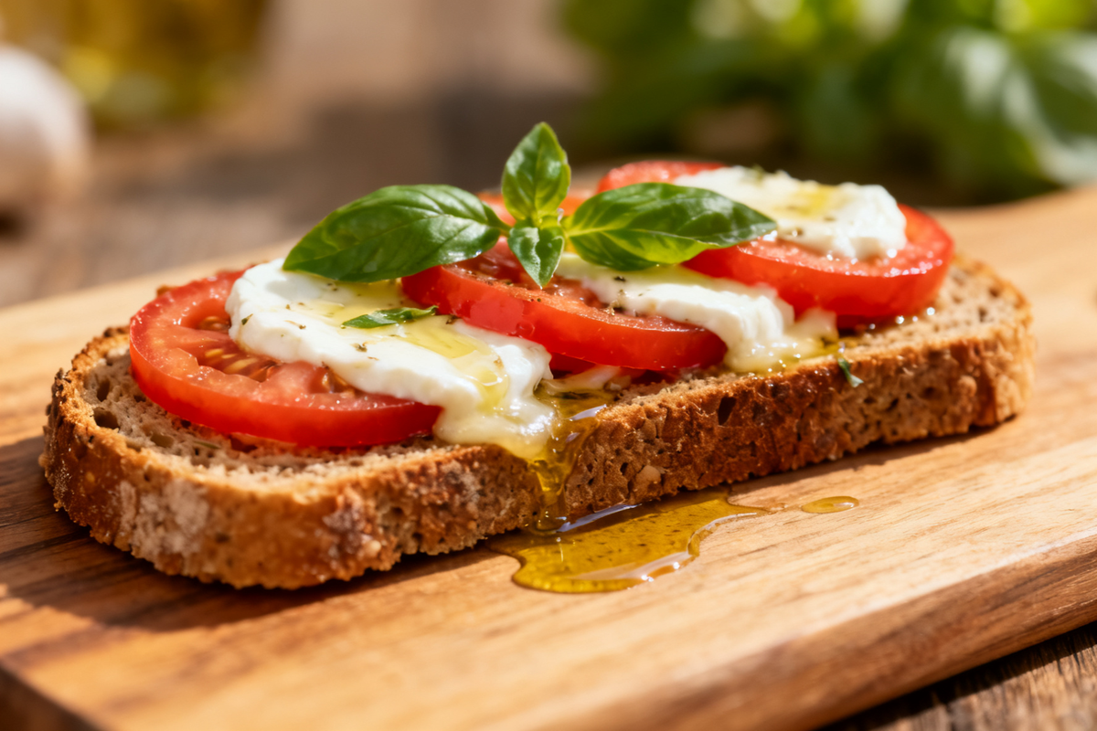 Tomato Basil Mozzarella Toast