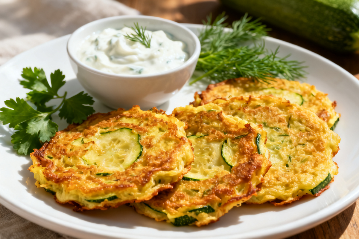 Zucchini Fritters with Yogurt Dip